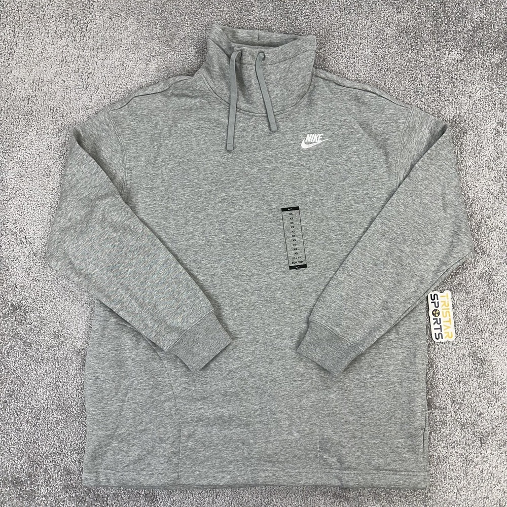 Nike Sweatshirt Womens XS Gray Oversized Funnel Neck Pullover Swoosh FB8664-063